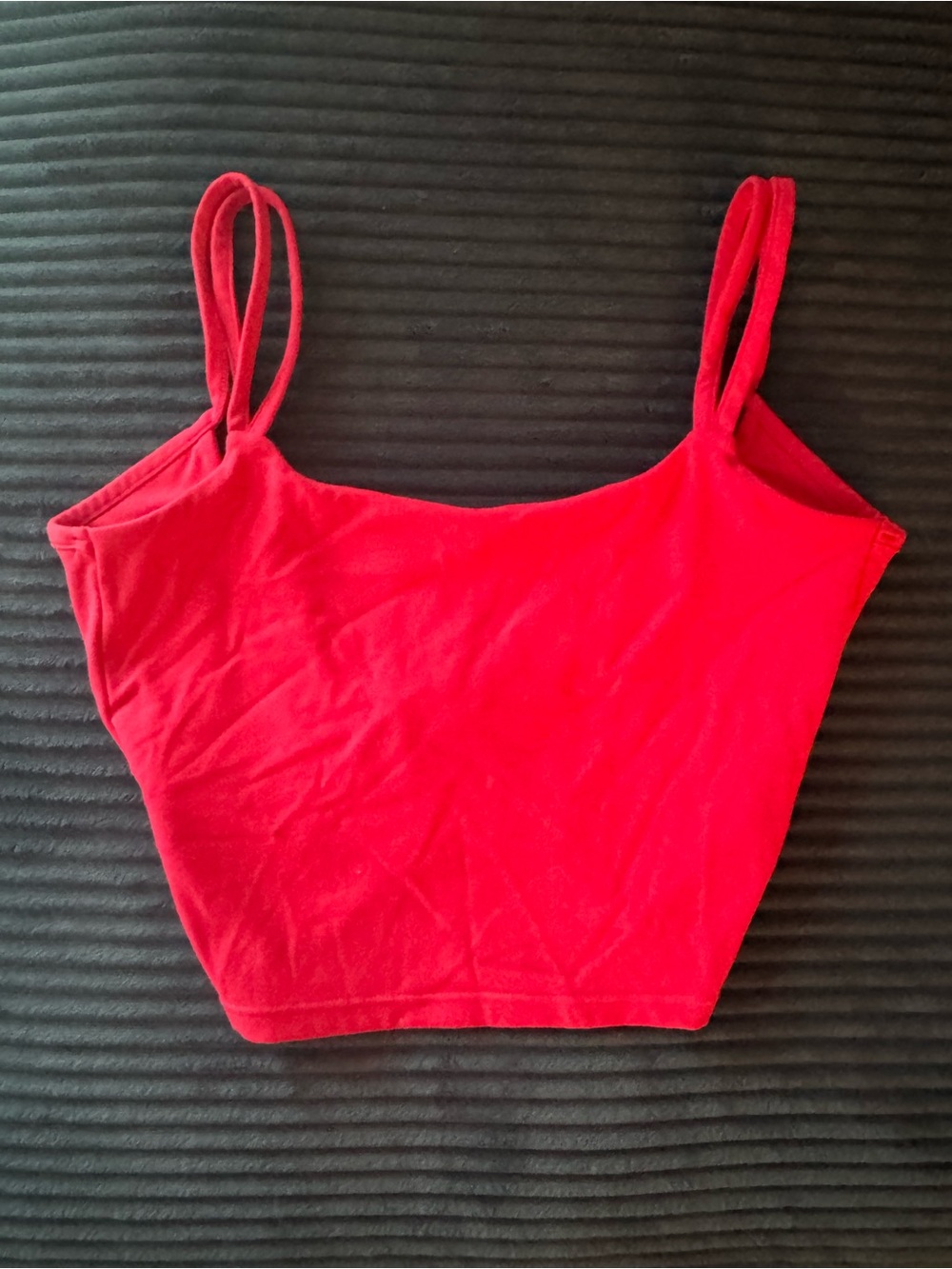 Bo+Tee Soft Active Layered Cropped Tank Top Neon Pink XS Cross Back